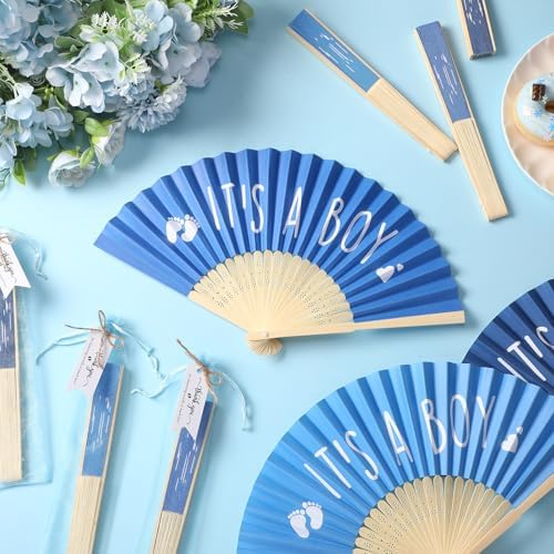 Threehoney 25 Sets Shower Party Favor for Guests Gift Fans, Blue - Image 4