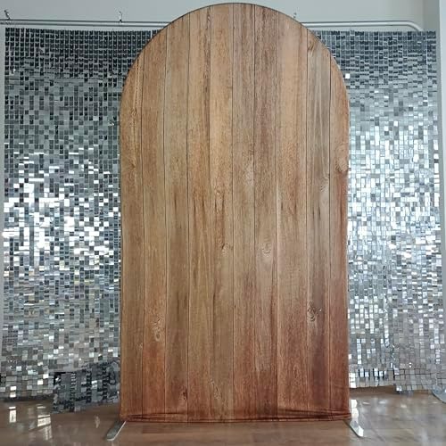 FiVan Arch Covers Stretchy Backdrop for Birthday Baby Shower Party Decoration 3x6ft Wood Plank Pattern Baptism Background Props NO-406 by FiVan