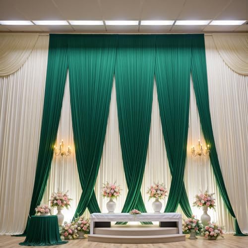 20ft×15ft Forest Green Backdrop Curtain for Wedding Parties - Image 3