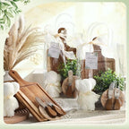 Honeydak 49 Pcs Baby Shower Prizes for Game Players 6 Set Cheese Board Fork Knives Coaster Towel Artificial Potted Plant Thanks Card Gift Bag for Baby Bridal Shower Wedding Favors(Acacia Wood) - Image 4