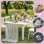 Lounsweer Apricot Wildflower Table Runner 10ft Embroidery Tulle - Image 7