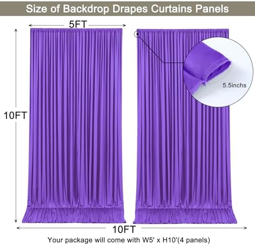 20x10ft Purple Backdrop Curtain for Wedding Parties Wrinkle Free Fabric Purple Drapes Backdrop Decoration for Baby Shower Birthday Photography Decoration 4 Panels, 5ft x 10ft - Image 7