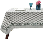 Ridhi Emerald Green Hand Block Print Cotton Tablecloth 102 x 48 Inch by Ridhi