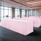 Pink Tablecloth for 8 Foot Rectangle Tables with Ruffle Tulle Table Skirt - Image 5