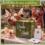 BreezeHug 10" Dusty Green Acrylic Wedding Card Box with Slot & Lock - Image 4