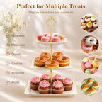 13 Pcs Dessert Display Set, 4 3-Tier Cupcake Stands, 6 Trays & 3 Tongs - Image 5