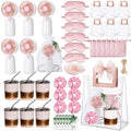Baby Shower Party Favors for 6 Guests, Summer Gift Set with Mini Fans, Cups, Eye Masks, Hair Ties & Thank You Cards, Easy DIY Kit for Baby Shower, Gender Reveal, Bridal Shower (PINK) by Unknown