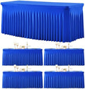 gogoparti 4 Pack Spandex Royal Blue Fitted Table Cloth for 6ft Rectangle Tables Blue Tablecloth Stretch Table Covers Skirt Wrinkle Free Banquet Tablecloths for Parties Wedding by Gogoparti