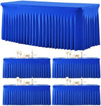 gogoparti 4 Pack Spandex Royal Blue Fitted Table Cloth for 6ft Rectangle Tables Blue Tablecloth Stretch Table Covers Skirt Wrinkle Free Banquet Tablecloths for Parties Wedding by Gogoparti