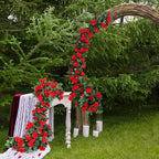 Aneco 8 Pack 64 FT Red Flower Garland Kentucky Artificial Rose Vines Derby Roses Fake Vine Flowers Plants Party Supplies for Kentucky Holiday Wedding Garden Craft Art Decoration - Image 5
