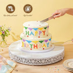 Wenqik 18 Inch White Cake Stand Metal Round with Cutter Spatula, Classic - Image 4