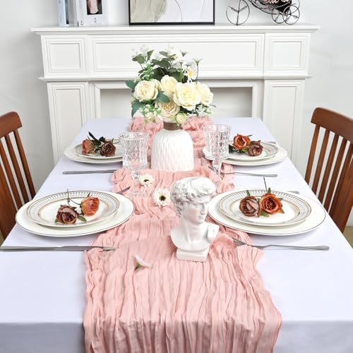 12 Pack 23 x 120 Inch Blush Pink Table Runner 10Ft Cheesecloth - Image 3