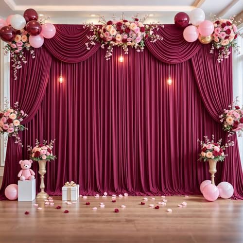 50ft x 12ft Burgundy Backdrop Curtains Wrinkle Free Backdrop Curtain for Wedding Parties Maroon Fabric Backdrops Drapes Back Drop Cloth Bridal Shower Stage Curtains Wedding Decorations for Reception - Image 4