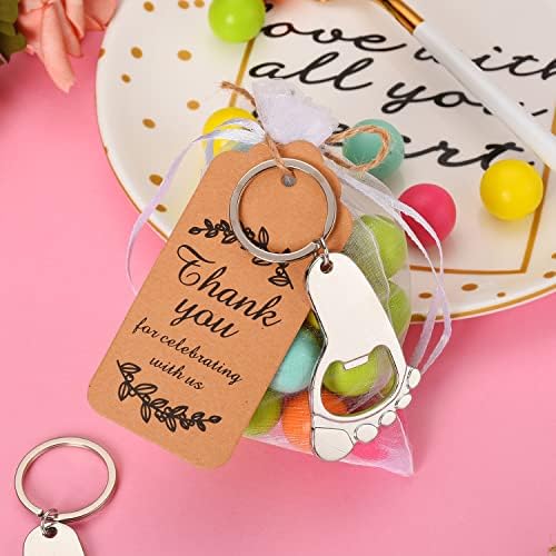 50 Pcs Silver Footprint Bottle Opener Baby Shower Favors for Guest - Image 6