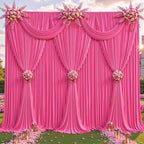 4 Panels Hot Pink Backdrop Curtains - Wrinkle Free Fabric Backdrop Curtain for Photoshoot,10FT Wedding Party Photo Backdrop Drapes for Birthday Baby Shower Photography Stage Background Decorations by Shillance