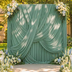 10x12 ft Sage Green Backdrop Curtains for Weddings, Birthdays and Photos by PartyVillage