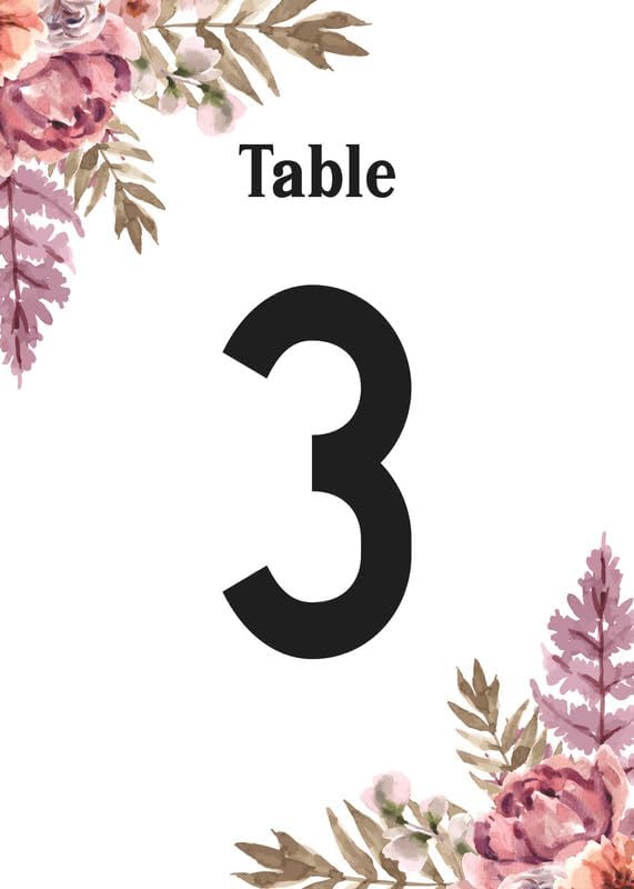 Painting Table Cards Number 1-75 Double Sided For Wedding Reception Event Party Baby Shower Birthday 4x6, AT-TABLE-CARD-887 by Unknown