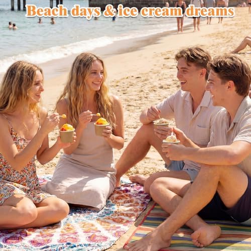 Honeydak 200 Pcs 8 oz Kraft Paper Ice Cream Cups Disposable Dessert Bowls for Hot or Cold Food Brown Paper Snack Containers for Sundae, Frozen Yogurt, Soup Baby Shower Party Supplies - Image 5