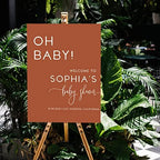 Andaz Press 16"x20" Personalized Canvas Baby Shower Welcome Sign, Gender Neutral Large Welcome Boho Terracotta Oh Baby Shower Sign for Easel Stand, Baby Shower Decorations - Image 3