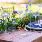 Tuanse 40 Pack Gold Acrylic Wedding Table Numbers 1-40 Clear Stand with Calligraphy Holders - 5 x 7 Inch Acrylic Table Signs for Wedding Reception Centerpieces - Image 6