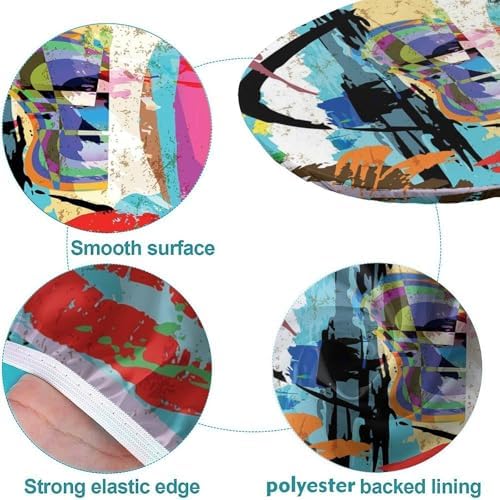 Colorful Abstract Portrait Print Tablecloth Oval Stain Resistant Oilproof Elastic for Event Wedding Banquet & Parties Fits for 54" x 76" Oval Table - Image 5