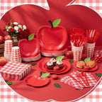 400 Pcs Back to School Party Supplies Serve 50, Apple Paper Plates Napkins Cups Apple Decoration Red Gingham Tableware Set for Last/First Day of School Party Supplies - Image 4