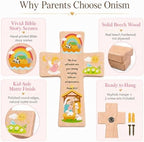 Onism Wooden Wall Cross for Baby Girl, Nativity Baptism Gift, 8 in Hardwood - Image 5