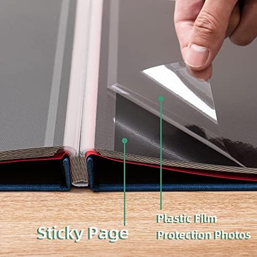 Large Photo Album Self Adhesive for 4x6 8x10 Magnetic Scrapbook Album DIY 60 Black Sticky Pages Linen Cover Photo Album(Blue) - Image 5