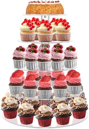 Cupcake Stand for 53 Cupcakes Clear 5 Tier Round Cupcake Tower for Wedding by RLHDIS