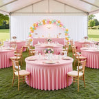 GALLETY 132inch Pink Round Tablecloth, Circle Stretch Table Cloths for 6 FT Tables, Wrinkle Free Round Table Skirt for Wedding Birthday Photography Party Social Events Engagement Party Decorations - Image 5