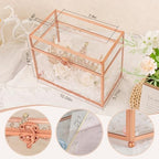 Glass Wedding Card Box with Slot, 10.2 inch Large Clear Card Box for Wedding Receptions, Rose Gold Gift Card Storage Box for Baby Shower, Birthday Party, Bridal Shower - Image 7