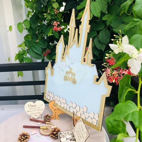 Guest Book Alternative Drop Box Frame with Wooden Hearts - Castle Wedding - Image 2