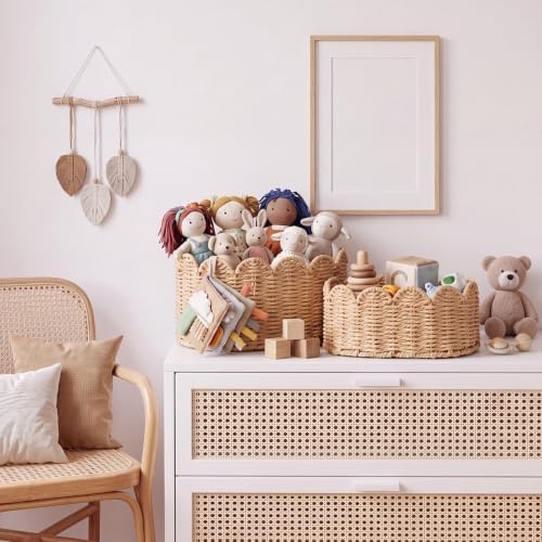 Pinkunn 4 Set Premium Scalloped Basket, Wicker Storage Baskets, 4 Sizes - Image 4