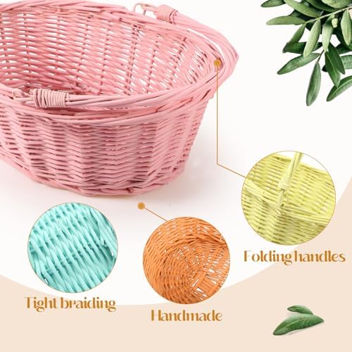 Barydat 6 Pcs Small Wicker Basket with Handle, Multicolor, 12'' X 9'' X 5'' - Image 3