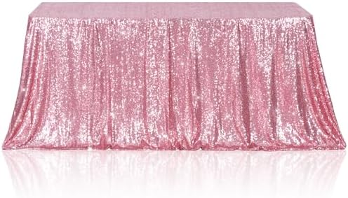 Poise3EHome Fuchsia Pink Sequin Tablecloth 90×132 Inch Rectangle Table Cover for Valentine Birthday Wedding Party Baby Shower Decoration by Poise3EHome