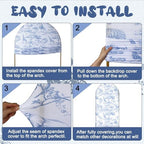 VitalCozy 7.2ft Blue Toile De Jouy Arch Backdrop Cover - Image 3