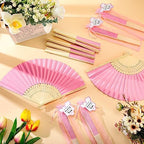 Colarr 50 Sets Baby Shower Favors for Guests Folding Fans Bulk, Pink - Image 5