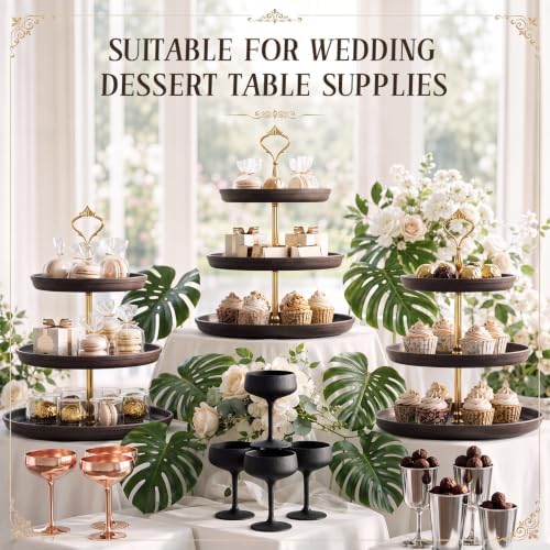 Thenshop 3 Pack 3 Tier Cupcake Stand, Faux Ebony Plastic Serving Tray - Image 4