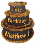 Anderson's Black & Gold Personalized Pop-Out Birthday Cake, Life-Size Faux Cake with Fun Font, Custom Name, Surprise Reveal Prop for Milestone Parties, Photo Ops, Store or Business Events by Andersons