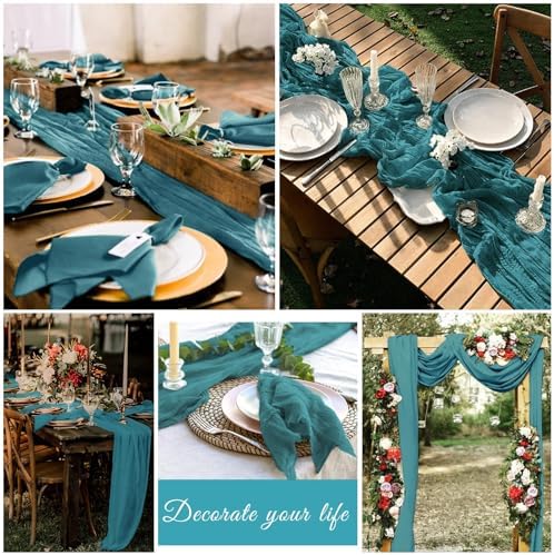 20 Pack Cheesecloth Table Runner 17 x 108 Inch, Teal - Image 7