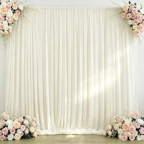 10x10ft Wrinkle Free Ivory Backdrop Curtain for Wedding Parties by Gdmoon