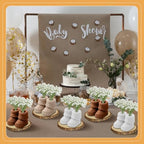 6 Set/ 36 Pcs Baby Shower Centerpieces Decor for Tables Crochet Knitted Mini Baby Booties with Artificial Breath Flowers and Wood Slices Boho Rustic Table Decor Gender Reveal Party Decor - Image 5