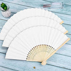 FEPITO EPITO 65 Pieces White Handheld Paper Fan - Image 5