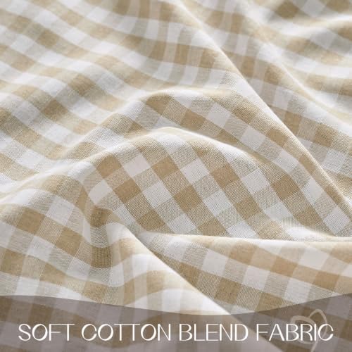 Romanstile Gingham Ruffled Round Tablecloth, 70 Inch, Taupe - Image 5