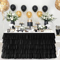 Pufogu Black Tulle Table Skirt 9ft Tutu Ruffled Chiffon Tablecloth For Rectangle Wedding Baby Shower Girls Birthday Party and Cake Dessert Table Decorations(Black, L9(ft), H30in) by Pufogu