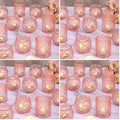 DARJEN Pink Votive Candle Holders Set of 24- Round Glass Candle Holders Bulk for Flameless LED Tea Waxes, Romantic Candle Holder for Wedding & Various Parties, Home Table Decor (Pack of 4) by DARJEN
