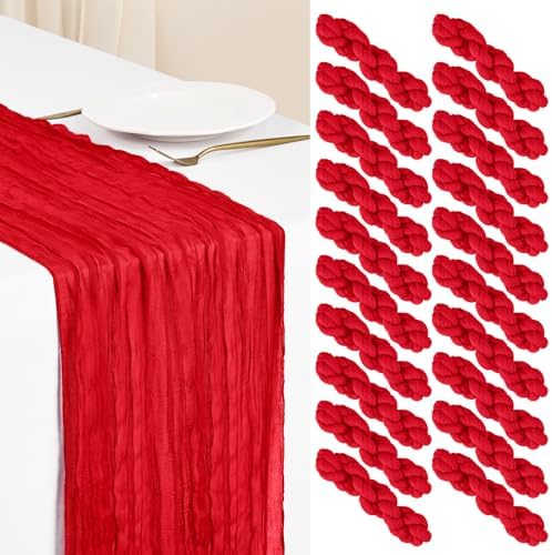 Showgeous 20 Pack Red Cheesecloth Table Runner, 17 x 108 Inches by Showgeous
