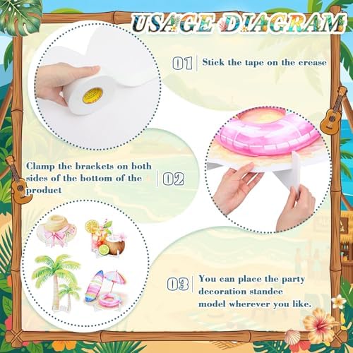 Honoson 4 Pcs Large 32" Summer Beach Party Decoration Cardboard Cutouts, Pool Coconut Tree Yard Signs Photo Booth Prop for Birthday Tropical Swimming Hawaiian Luau Bar Party Supplies - Image 4