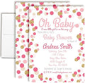 Amanda Creation Custom Baby Shower Invites Pink and Gold Polka Dot Baby Shower Invitation 20 5x7 Personalized Invites With Envelopes by AmandaCreation