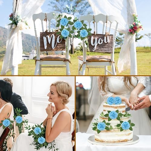 Artificial Flowers Realistic Roses, Real Looking Fake Roses with Stem for DIY Wedding Bouquets Centerpieces Bridal Shower Party Home Romantic Decorations (Light Blue, Regular 3" - 200pcs) - Image 5